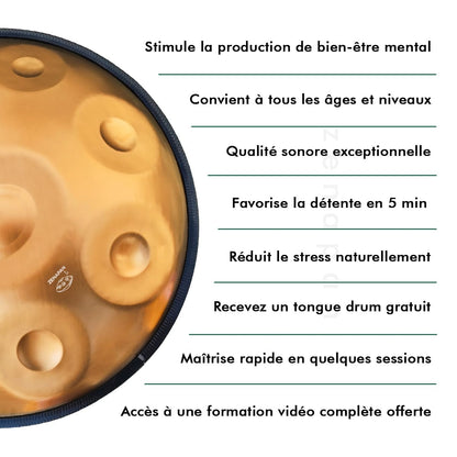 Handpan 9/10/12/13/14 notes doré - Ré mineur